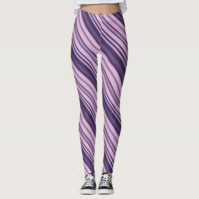 Nyanser av lila ränder leggings (Framsida)
