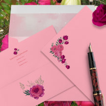 Nyanser av Magenta Rosa Ros Modern Bröllop  