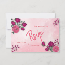 Nyanser av Magenta Rosa Ros Modern Bröllop   OSA Kort