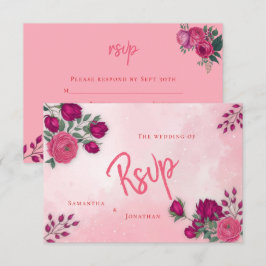 Nyanser av Magenta Rosa Ros Modern Bröllop OSA Kort