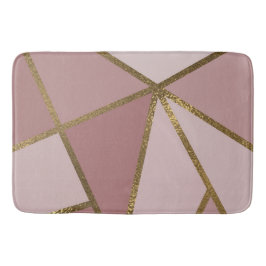 Nyanser av Mauve Rosa & Guld Brons Geometrisk Glam Badrumsmatta