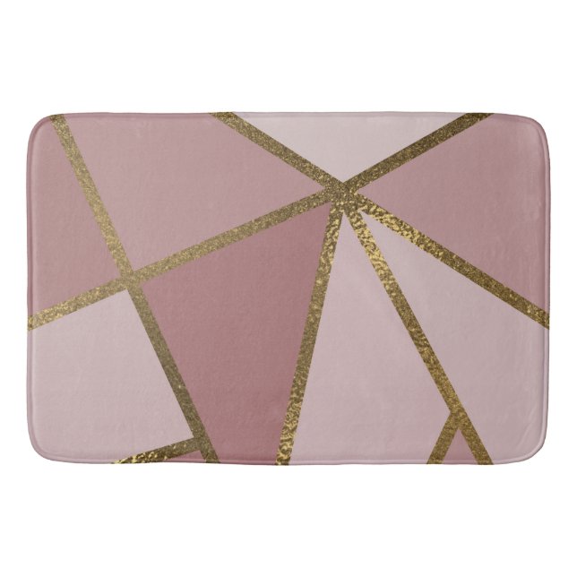 Nyanser av Mauve Rosa & Guld Brons Geometrisk Glam Badrumsmatta (Framsidan)