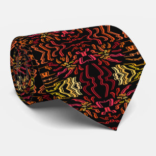 Nyanser Av Orange Röd Gul Band Design Konst Slips