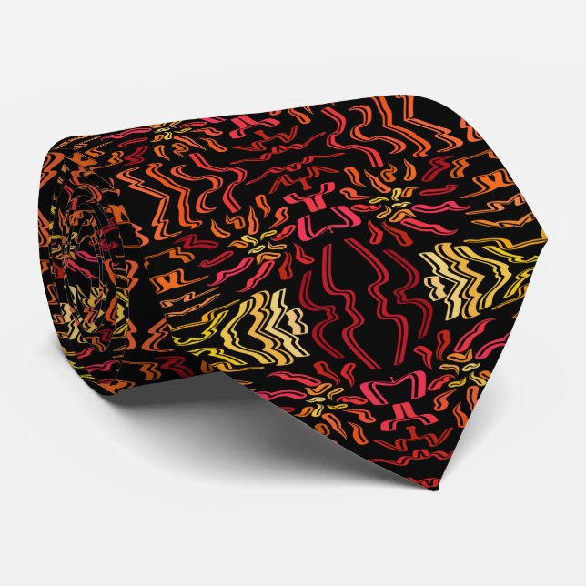 Nyanser Av Orange Röd Gul Band Design Konst Slips (Rullad)