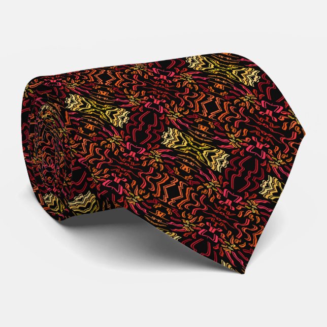 Nyanser Av Orange Röd Gul Band Design Konst Slips (Rullad)