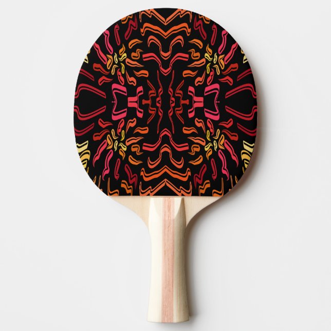 Nyanser Av Orange Röd Gul Band Konst Design Pingisracket (Framsidan)