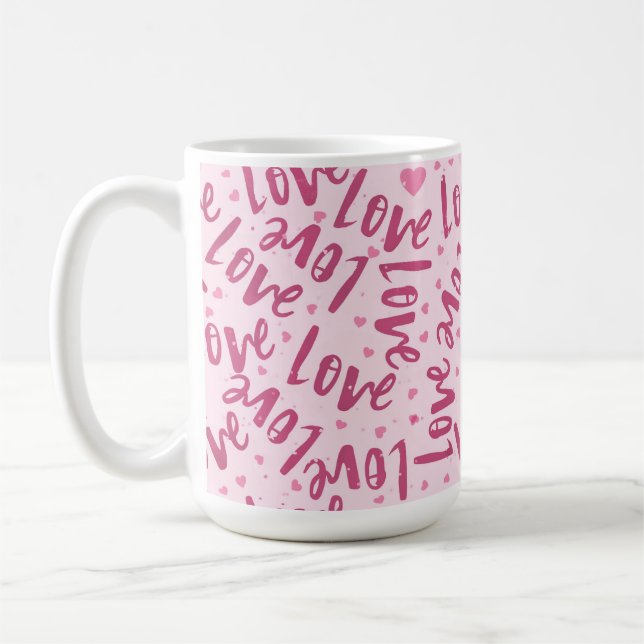NYANSER AV ROSA HANDRITAD VALENTINE KÄRLEK KAFFEMUGG (Vänster)