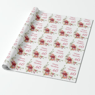 Nyanser av rosa vit pionblomma Glad födelsedag Presentpapper