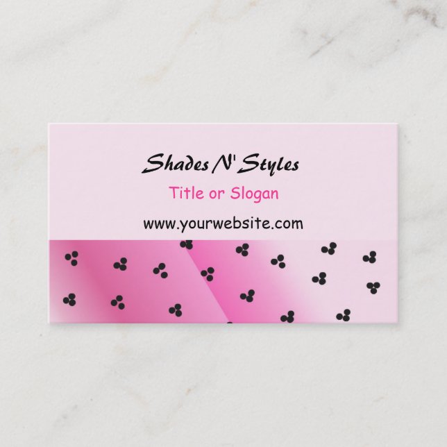 Nyanser N' Stilar Rosa och Svart Design Visitkort (Framsida)