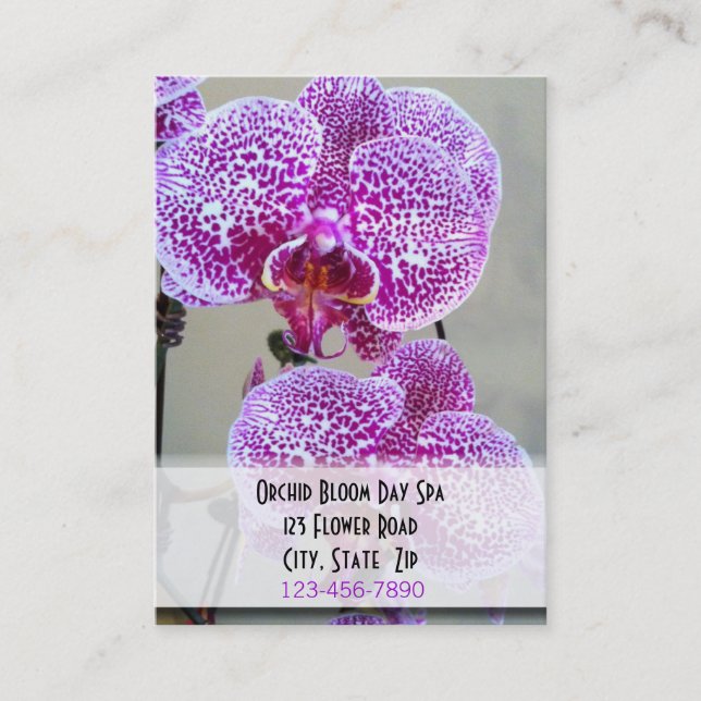 Nyanserad purpurfärgad Orchidfototidsbeställning Tidsbeställning Kort (Framsida)