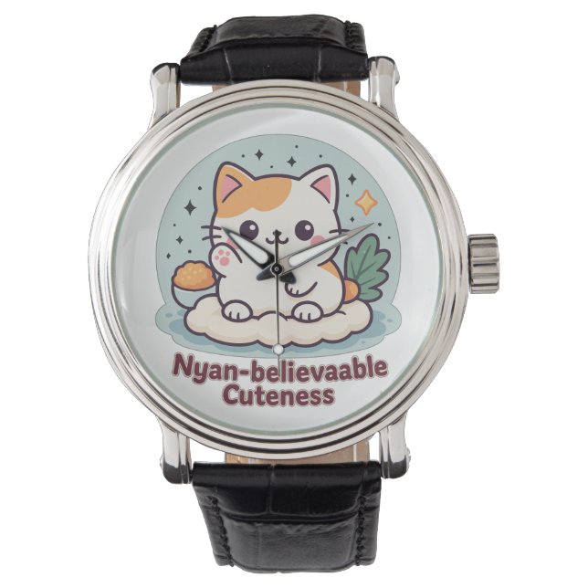 Nyantroplig skönhet - Cute Kawaii Cat Armbandsur (Framsida)