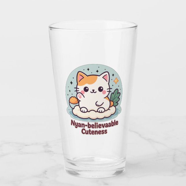 Nyantroplig skönhet - Cute Kawaii Cat Glaskopp (Framsida)