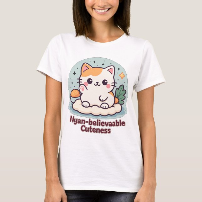 Nyantroplig skönhet - Cute Kawaii Cat T Shirt (Framsida)