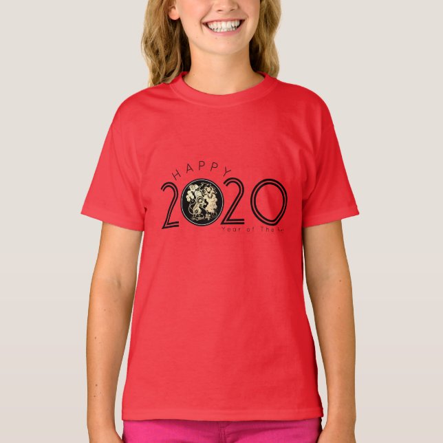 Nyår 2020 för kinesiska Råtta, lycklig, Kids T-shi T Shirt (Framsida)