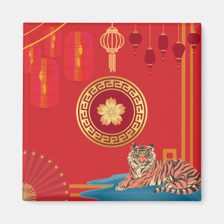 Nyår 2022 i Lunar - Vatten Tiger Magnet