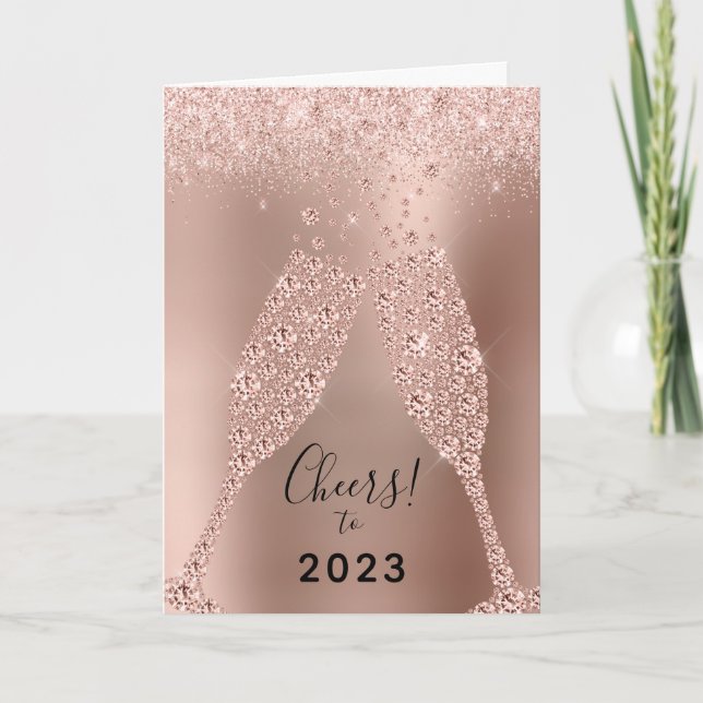 Nyår 2022 Ro Metallic Glitter Helgkort (Framsida)