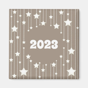 Nyår 2023: Naturliga beige vita stjärnor Magnet