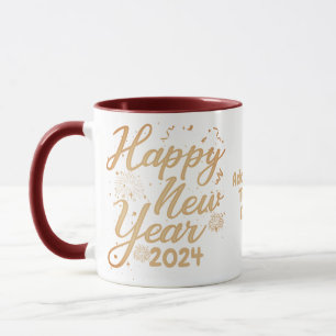 Nyår 2024: Fyrverkerier Gott nytt år Kväll Party M Mugg