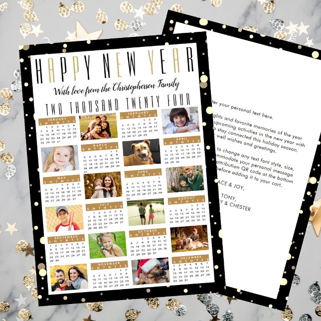 Nyår 2024 - Kalender 2023 Årets recension 12 foto Julkort (Skapare uppladdad)