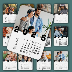Nyår 2025 December Månadsfoto för kalenderfamiljen Magnet