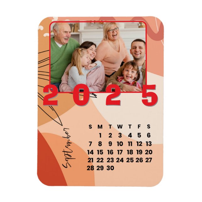 Nyår 2025: Familjefoto för kalender i september Magnet (Vertikal)
