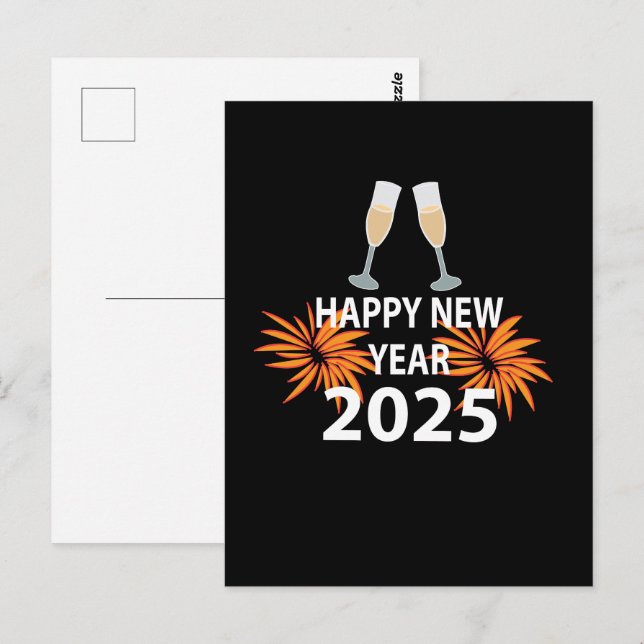 Nyår 2025 Gott nytt år Vykort (Fram/baksida)