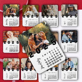 Nyår 2025-januari Kalenderfamiljfoto Magnet