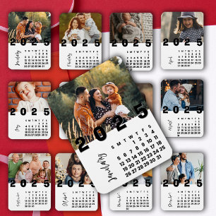 Nyår 2025-januari Kalenderfamiljfoto Magnet