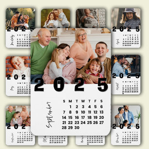Nyår 2025 Kalender September Familjefoto Magnet