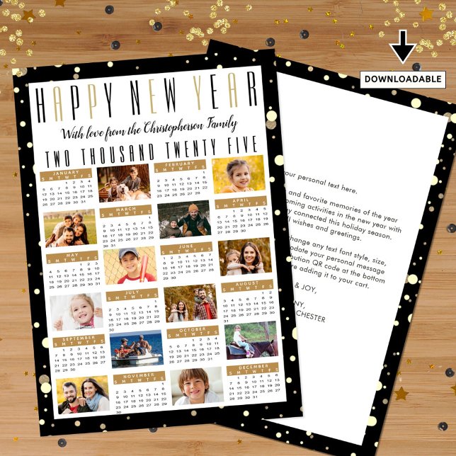 Nyår 2025 - kalenderårs granskning 12 foto julkort (Skapare uppladdad)