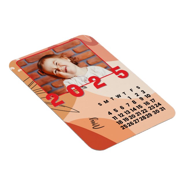 Nyår 2025 Månad i maj Kalenderfamiljfoto Magnet (Högersidan)