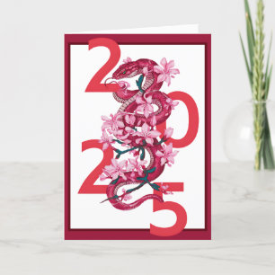 Nyår 2025, Modern Red Chinese, Lunar Snake Helgkort