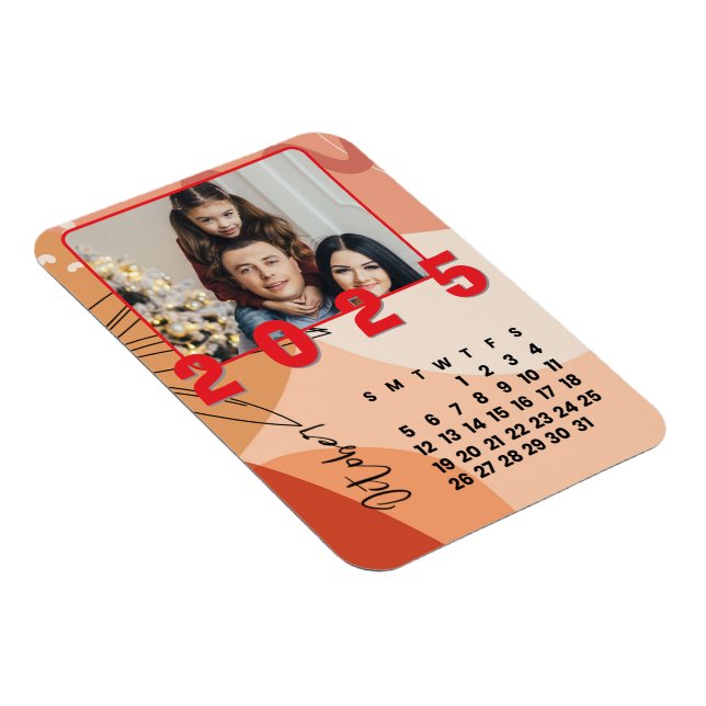 Nyår 2025 oktober Kalenderfamiljfoto Magnet (Högersidan)