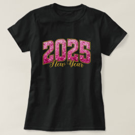 Nyår 2025 | Rosa Paillettar Nyår Fest T-Shirt