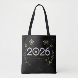 Nyår 2026 Guld fyrverkerier “Nytt år, ny glans” Tygkasse
