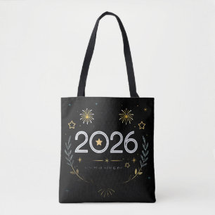 Nyår 2026 Guld fyrverkerier “Nytt år, ny glans” Tygkasse