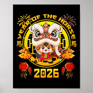Nyår 2026 Kinesisk Häst Året För Häst Poster
