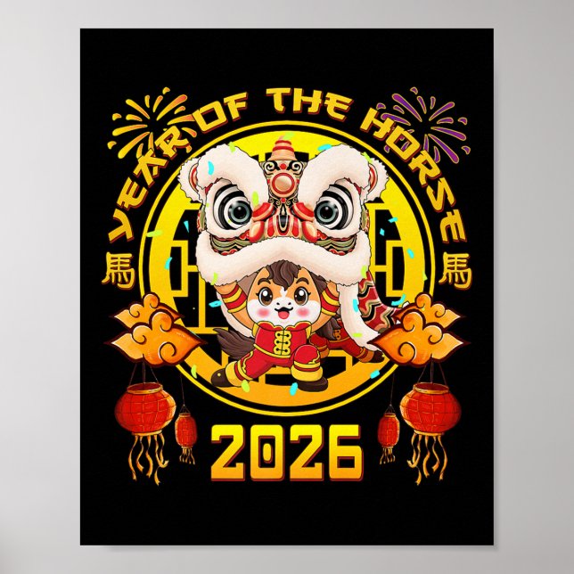 Nyår 2026 Kinesisk Häst Året För Häst  Poster (Framsidan)