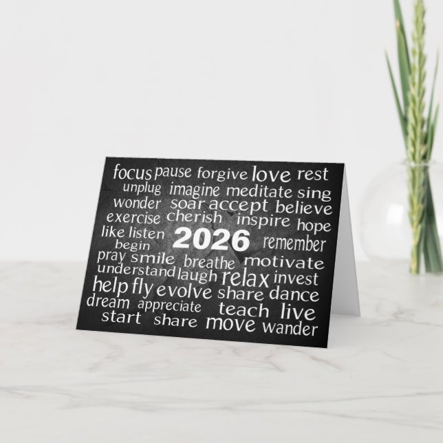 Nyår 2026, Ord Cloud Helgkort (Framsida)