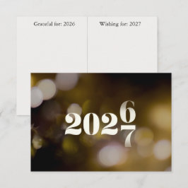Nyår 2027 aktivitet (tacksam & önskar) bokeh anteckningskort
