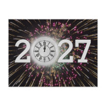 Nyår 2027 Fyrverkerier och månklocka