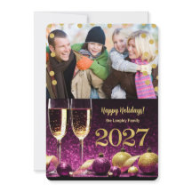 Nyår 2027 Lila och Guld Champagne Foto