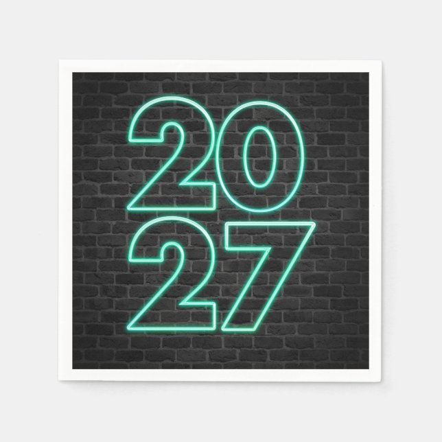 Nyår 2027 Neon på tegel Pappersservett (Framsidan)