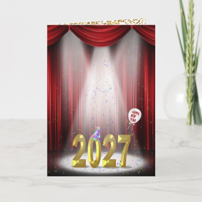 Nyår 2027 på scen i strålkastarljus kort (Framsida)