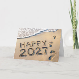 Nyår 2027 Strandavtryck Helgkort
