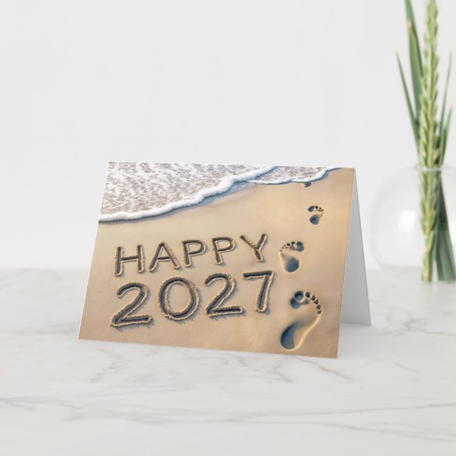 Nyår 2027 Strandavtryck Helgkort (Framsida)