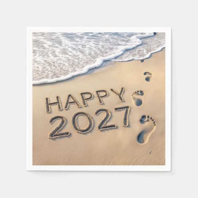 Nyår 2027 Strandavtryck Pappersservett (Framsidan)