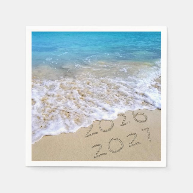 Nyår 2027 Strandsand Pappersservett (Framsidan)