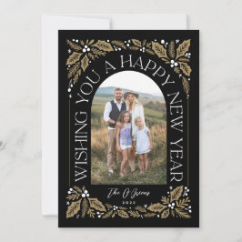 Nyår Arch Berry Golden 3 Photo Collage Julkort