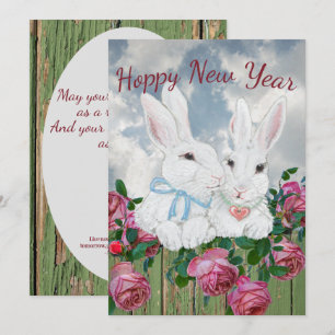 Nyår Bunny Rabbit Folk Verse inspirationational Julkort